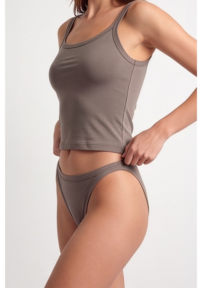 Auw Kadın Yanları İnce Pamuklu Modal Slip Külot 6'lı - Softfit Vizon