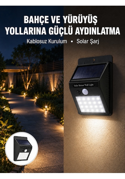 Solar Led Lamba Bahçe, Veranda, Merdiven Işığı, Otomatik Aç-kapa Sensörlü Yeni Nesil