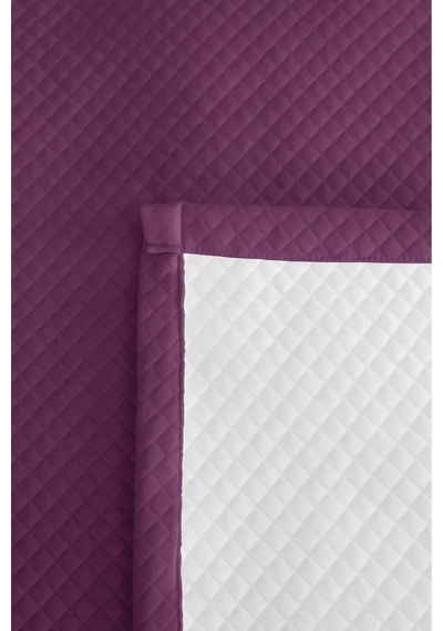 Mor Kapitone Genç Odası Tek Kişilik Pike Takımı - Düz Modern Mürdüm 160x220 Cm Kapitone Yatak Örtüsü Puslu Bulut Buharı