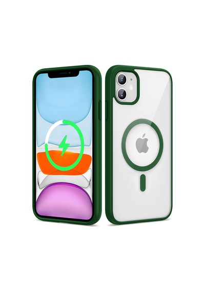 Zore İphone 11 Uyumlu Magsafe Wireless Şarj Özellikli Silikon Nvth Ege Kılıf-koyu Yeşil