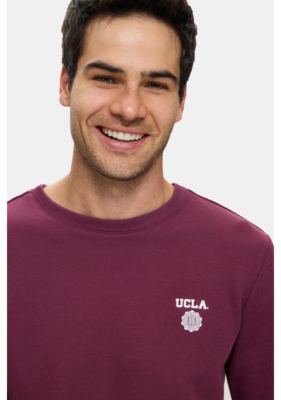 UCLA Valley Bordo Bisiklet Yaka Pamuklu Baskılı Standard Fit Erkek Sweatshirt
