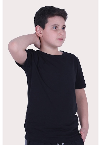 Fyk Kids Düz Model Farklı Renk Seçeneği Ile Unisex Çocuk Tişört Siyah