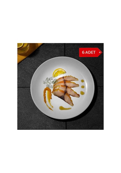 6 Adet - 19cm İnternasyonel Kırılmaz Melamin Servis Tabağı, Tatlı, Meze, Düğün Salonu, Oteller Beyaz