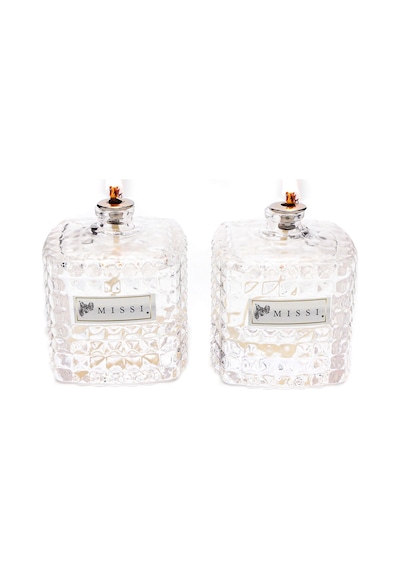 MİSSİ 2Lİ BLACK VANİLYA KOKULU KARE KRİSTAL CAM ŞİŞE KANDİL SETİ ( 2X100 ML)