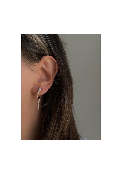 Çelik Rose Gold Kıvrımlı Taşlı Yılan Maureen Küpe -kararma Yapmaz- Pembe