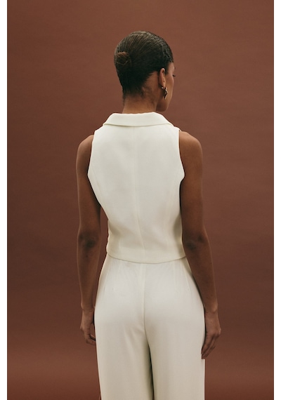 Sateen Eva Yelek - Ekru-136983 Ekru