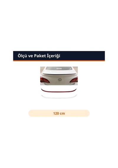 Trobus Opel Astra J 2009-2015 Uyumlu Arka Spoiler Çıtası Parlak Beyaz 120 Cm