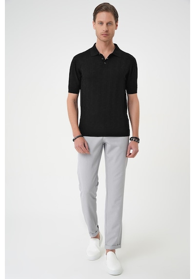Efor Comfort Fit Polo Yaka Pamuklu Kısa Kol Casual Siyah Triko Tişört Tr 880 Siyah