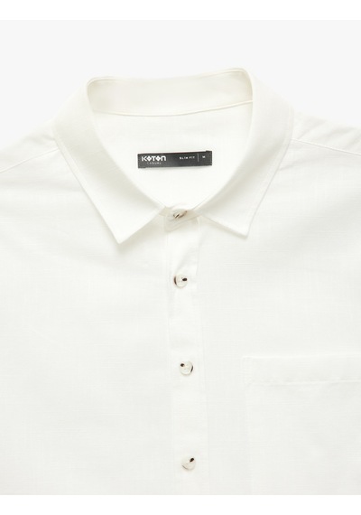 Koton Kısa Kollu Pamuklu Cep Detaylı Slim Fit Gömlek Kırık Beyaz 5sam60014hw Ekru