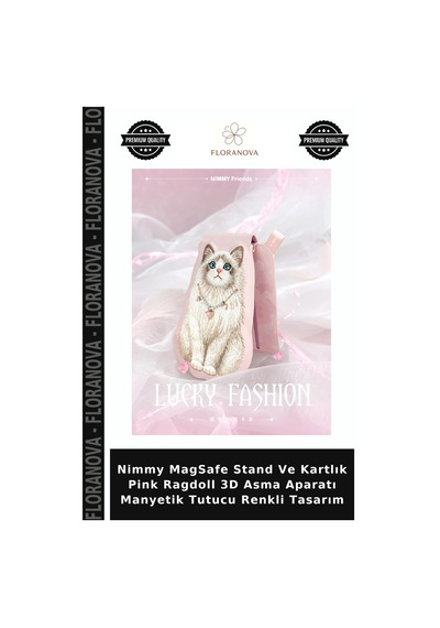 Nimmy Magsafe Stand Ve Kartlık Pink Ragdoll 3d Asma Aparatı Manyetik Tutucu Renkli Tasarım