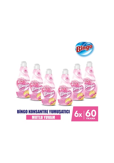 Bingo Soft Mutlu Yuvam Konsantre Çamaşır Yumuşatıcısı 6 x 1440 ML