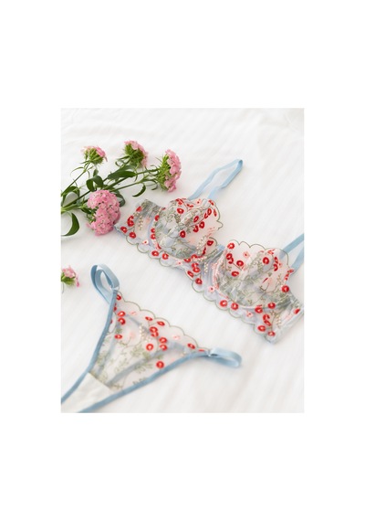 Capella By P Flora Çiçekli Mavi Desteksiz Bralet Takım Mavi - 909099802 Mavi