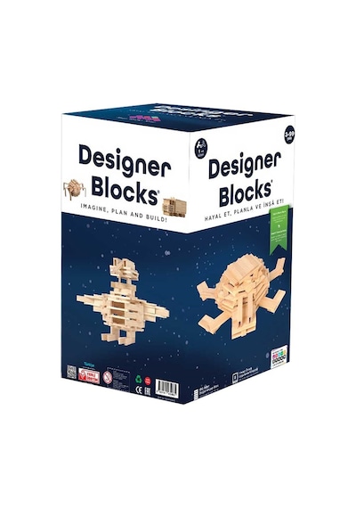 Designer Blocks 100 Doğal Ahşap Parça 3+ Yaş 1+ Oyuncu
