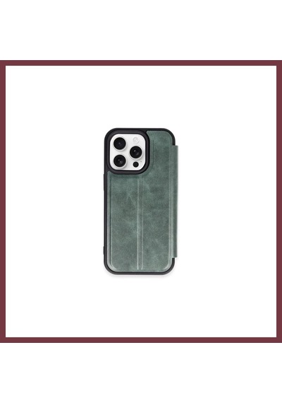 Storeşahin Apple İphone 15 Pro Max Uyumlu Kılıf Flip Cover - Koyu Yeşil Shn0720