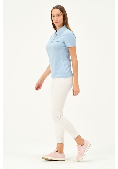 Msw Kadın Kısa Kollu Regular Fit Polo Yaka T-shirt Açık Mavi