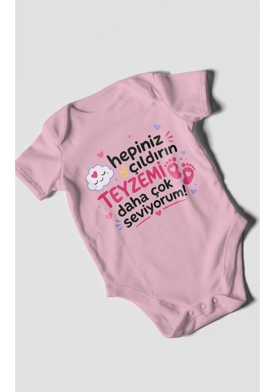Morivokids Teyzeye Özel Kısa Kollu Bebek Body %100 Pamuk Zbn198-kk Koyu Pembe