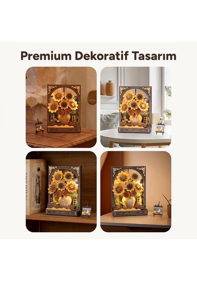 Rowood Th002 Ayçiçeği Golden Sunflower Dıy Minyatür Maket Model Seti Ahşap 3d Wooden Puzzle 3d Model Kit Detaylı Dekoratif Hobi Seti Ahşap Maket