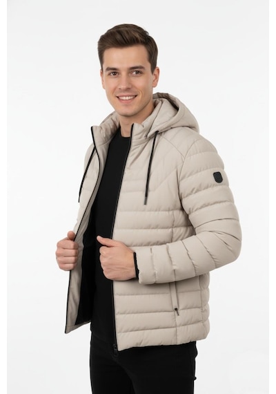 Bigazzi Erkek Kapüşonlu Spor Mont Regular Fit 3019 Bgl-st04897 Taş