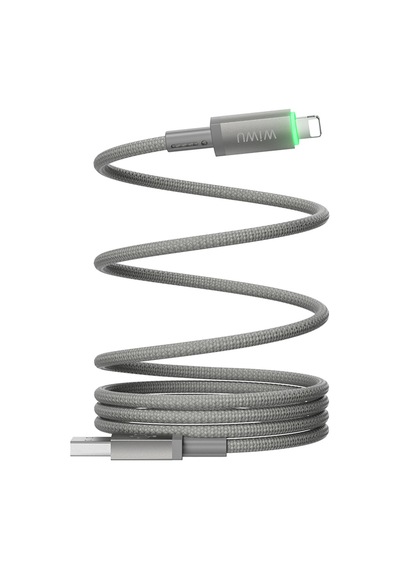 Wiwu Wi-c081 Maglink Serisi Işıklı Magnetik Usb-a To Lightning Işıklı Data Ve Şarj Kablosu 1m Gri