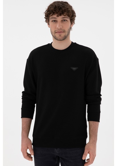 U.S. Polo Assn. Erkek Comfort Fit Bisiklet Yaka Siyah Sweatshirt 50290777-VR046