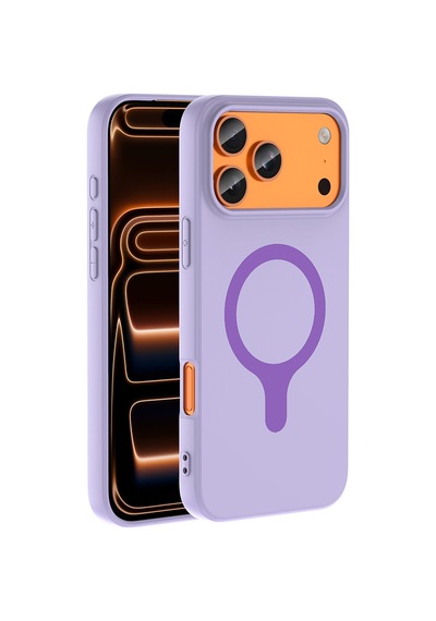 Maks Technology iPhone Uyumlu 17 Pro Max Kılıf M-safe Şarj Özellikli Mkst Aris Silikon Kapak - Lila