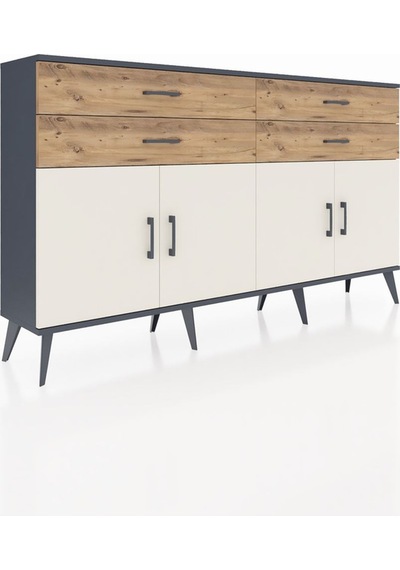 Arges Konsol 2 Raflı 4 Çekmeceli 8 Kapaklı 176x30x99 Antrasit-ayt Antrasit-aytaşı/çam Arges Konsol 2 Raflı 4 Çekmeceli 8 Kapaklı 176x30x99 Antrasit-ayt Antrasit-aytaşı/çam