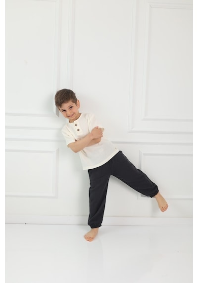 Mulberry Çocuk Müslin Şalvar Pantolon Nefes Alabilen Doğal Dokulu Günlük Rahat Alt Giyim Antrasit Mulberry Çocuk Müslin Şalvar Pantolon Nefes Alabilen Doğal Dokulu Günlük Rahat Alt Giyim Antrasit
