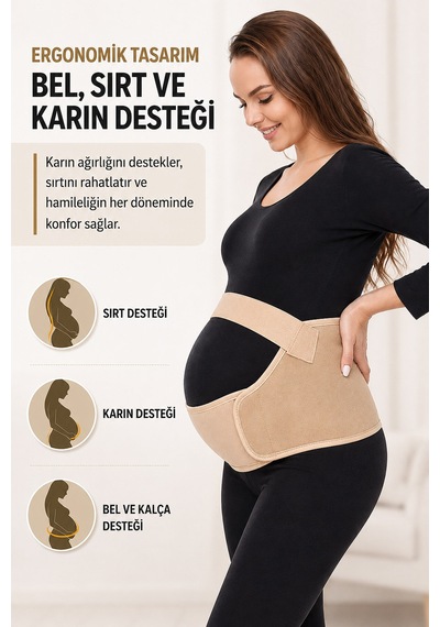 Modalarge Hamile Bel Korsesi Lohusa Korse Bandı 3 Parça Ayarlanabilir Balenli Karın Bel Destek Kemeri Gebe Korsesi Bej