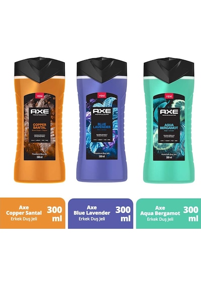 Axe Premium Collection Aqua Bergamot + Blue Lavender + Copper Santal Duş Jeli 3 x 300 ML