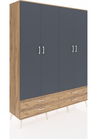 Hyperion Gardrop 6 Raflı 4 Çekmeceli 2 Askılı 176x44x221 Çam-antrasit/çam Antrasit/çam Hyperion Gardrop 6 Raflı 4 Çekmeceli 2 Askılı 176x44x221 Çam-antrasit/çam Antrasit/çam