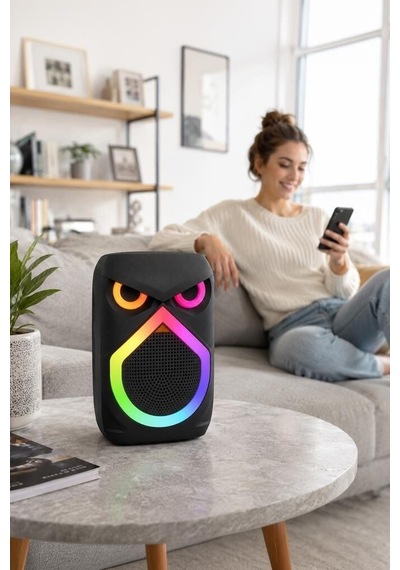 Özel Üretim Frekans Parti Eşyası Akustik Bluetooth Hoparlör Rgb Işıklı Mikrofonlu 12w D80