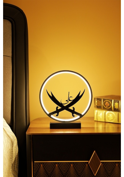 Zülfikar Kılıcı Metal Led Masa Lambası Çift Ve Ali Yazılı Dekoratif Işıklı Gece Lambası Zulfıkar