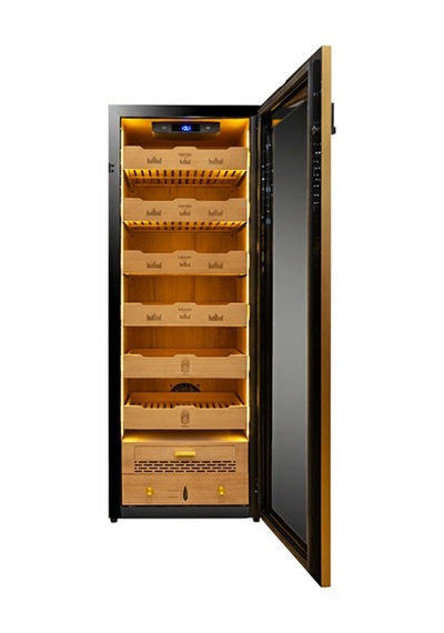 Lubinski Gold - Siyah Wifi Kontrol + Parmak İzi Kilitli Elektronik Puro Dolabı Ra-666 Lb-040