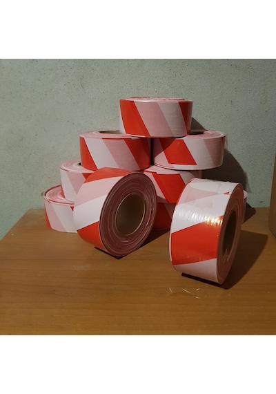Safety 6 Cm'e 500 Mt Kırmızı Beyaz Ikaz Bandı - Emniyet Şeridi