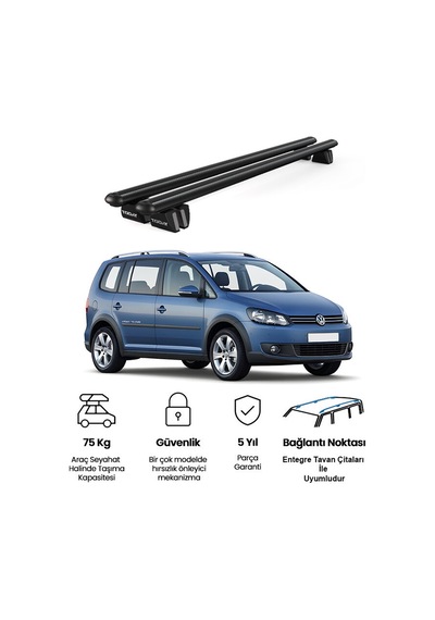 Pençe Volkswagen Touran Cross 2006 Ve Sonrası Uyumlu Siyah Ara Atkı Port Bagaj Tavan Barı