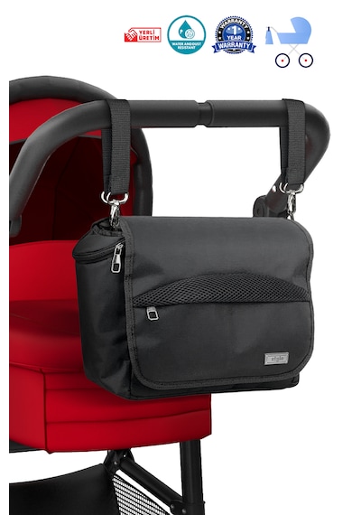 Stylo Stroller Bag Bebek Arabası ve Omuz Çantası X Pro Termos Bölümlü Siyah