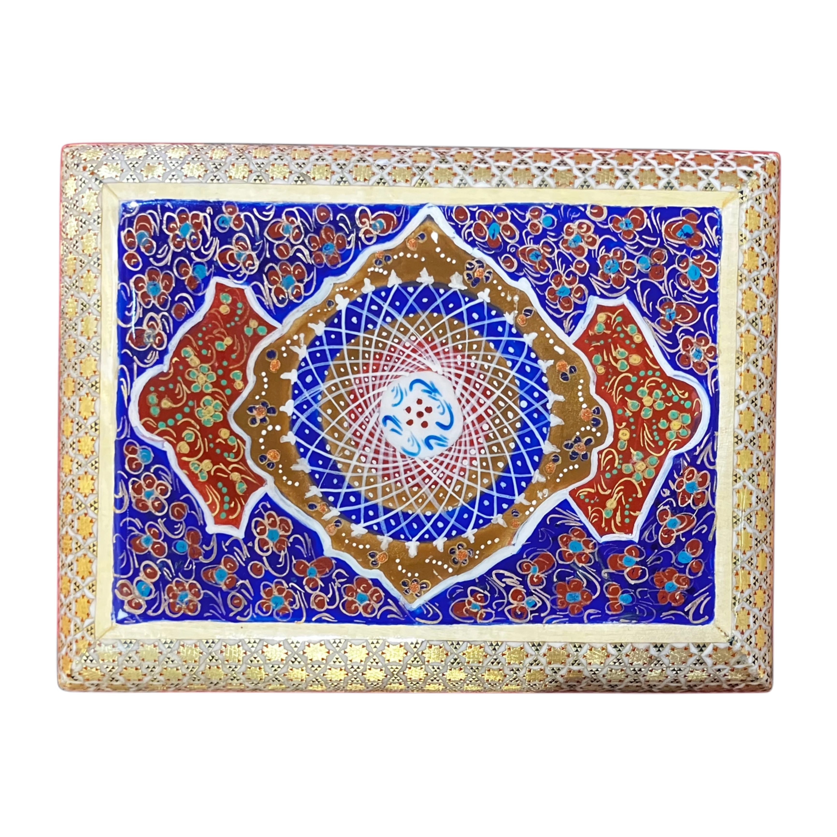 Hatem İşlemeli Lüks Mücevher Kutusu El Yapımı 11x14 Cm Çok renkli