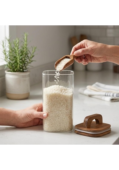 Akasya Kapaklı Kare Cam Kavanoz 1500 Ml, 10 20 Cm, Contalı Tutma Kulplu Şeffaf Erzak Kabı, Makarna Pirinç Bakliyat Yulaf Kuruyemiş Ve Kuru Gıda Saklama Kavanozu Çok Renkli