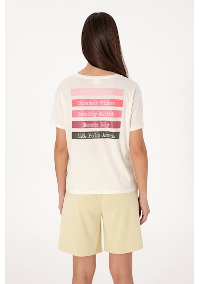 U.S. Polo Assn. Kadın Krem Bisiklet Yaka Tişört 50299669-VR071