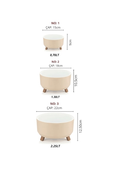 Nandy Home Tripot Model Saksı Seti Krem 3'lü