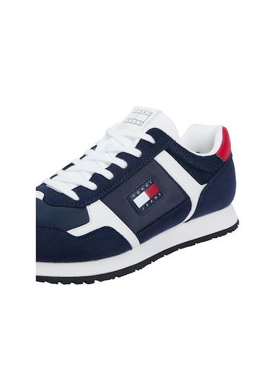 Tommy Hilfiger Erkek Süet Ve File Detaylı Runner Sneaker - Lacivert Dark Night Navy