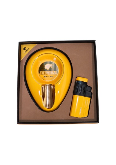 Cohiba 4 Torch Pürmüz Sarı Çakmak Küllük İkili Puro Seti Tr10028