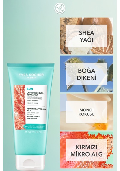 Yves Rocher Güneş Sonrası Vücut Losyonu - 3ü 1 Arada / Sun Double Defense - Boğa Dikeni 200ml