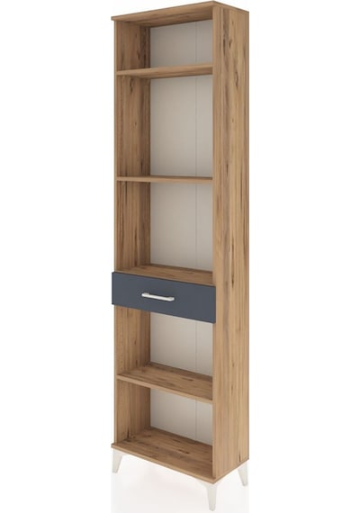 Arges Dolap 4 Raflı Tek Çekmeceli 60x30x221 Çam-antrasit Atlas Çam