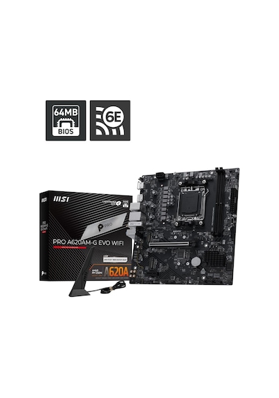 Msı Pro A620am-g Evo Wıfı6e Ddr5 Hdmı-dp Pcıe 4.0 Am5 Matx