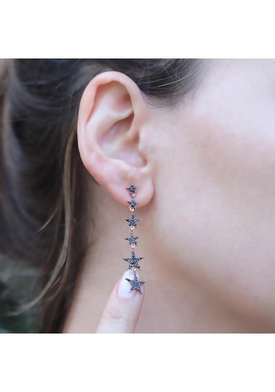 Rose Gold Kaplama Yıldız Geçidi Zirkon Taşlı Gümüş Set Gümüş