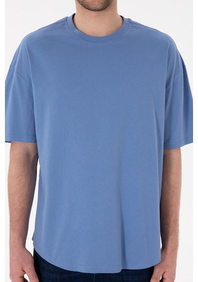 U.S. Polo Assn. Erkek Long Fit Bisiklet Yaka Koyu Mavi Basic Tişört 50305988-VR032
