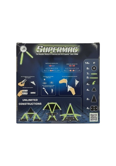 Supermag 45 Parça Fosforlu Manyetik Yapı Oyuncağı- Mıknatıslı Stem Seti