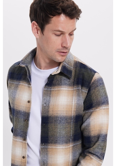 Tudors Erkek Slim Fit Dar Kesim Kareli Kışlık Oduncu Gömlek-42198 Lacivert Tudors Erkek Slim Fit Dar Kesim Kareli Kışlık Oduncu Gömlek-42198 Lacivert