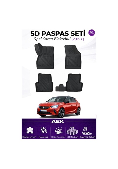 Opel Corsa Elektrikli 2019+ Araca Özel Havuzlu "karbon" Paspas Ta